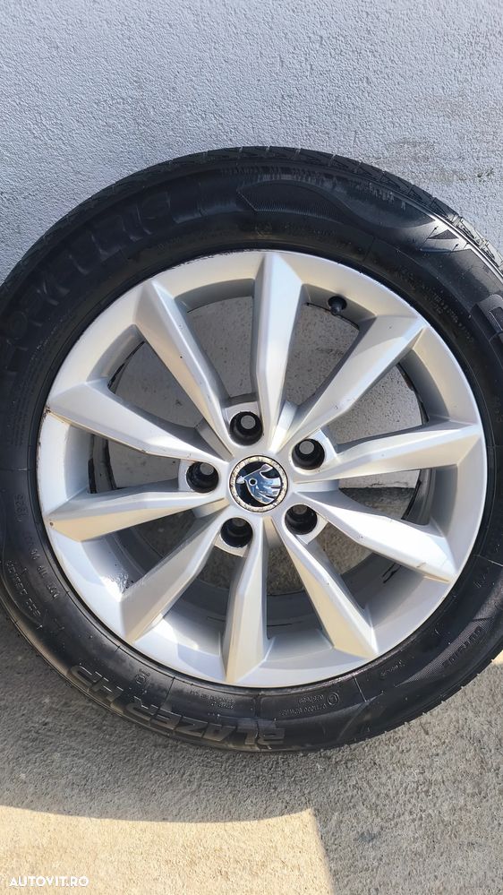 Set jante aliaj Skoda Minoris 6,5J x 16 ET 46 5x112 se vand cu sau fara anvelope (2 sunt bune, 2 nu) 205/55/16 - 2
