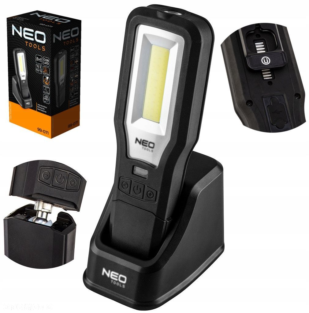 NEO LAMPA LATARKA WARSZTATOWA 550LM COB LED  BAZA 360 ŁADOWARKA 99-071 - 1