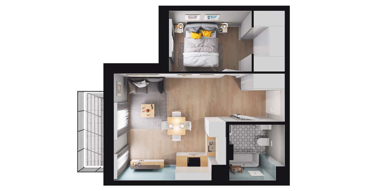 2-pokojowe mieszkanie 36m2 + balkon Bezpośrednio - Pełny obrazek: 3/24