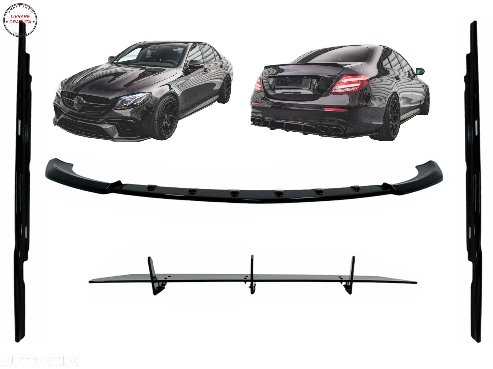Pachet Exterior Aero Mercedes E-Class E63 W213 S213 (2016-2019) Negru Lucios- livrare gratuita - 1