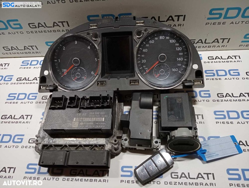 Kit Pornire ECU Calculator Motor Blocator Volan Calculator Confort Cip Cheie Cititor Cheie si Ceasuri Bord Volkswagen Passat B7 2.0 TDI 2010 - 2015 Cod 03L907309AE 3AA920970J 3AA959433B 3C0905843AD 3C0905861J [M3853] [M3854] [M3855] [M3856] [M3857] - 1