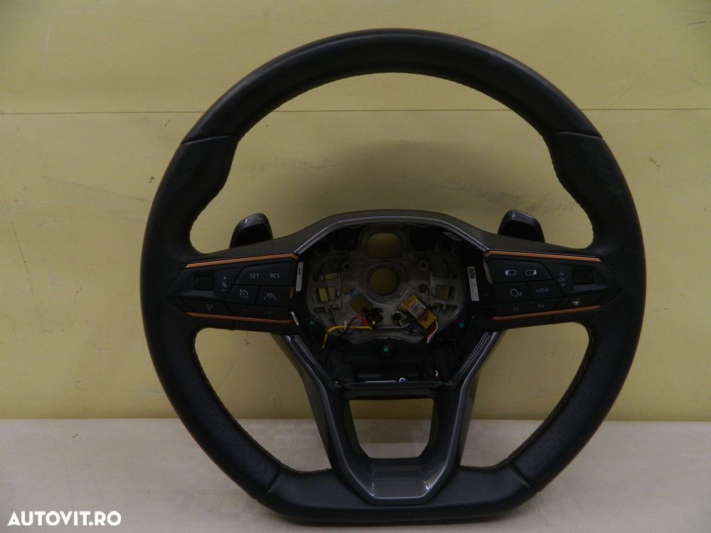 Volan piele Seat Leon Cupra, 2021, 2022, 2023, cod origine 5FA419091FS. Cu comenzi si padele. - 3