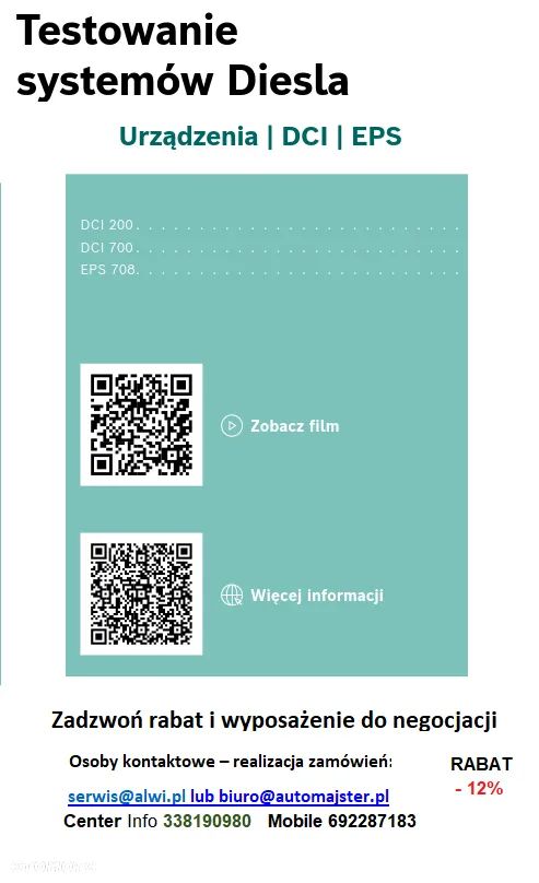 Dci 700 Bosch 0 683 725 001 tester wtryskiwaczy Kodowanie - 31