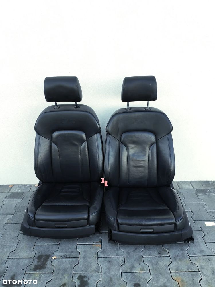 AUDI Q7 4L LIFT 09-15R FOTEL FOTELE S-LINE PRZOD CZARNY SKORA - 1
