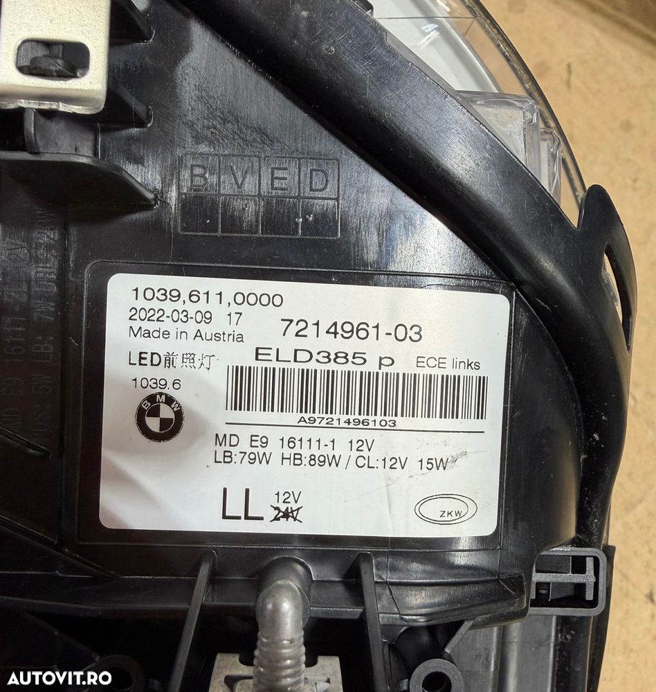 Far stanga full led adaptive BMW G30, G31 an 2017-2023 stare perfecta cod 7214961 - 7