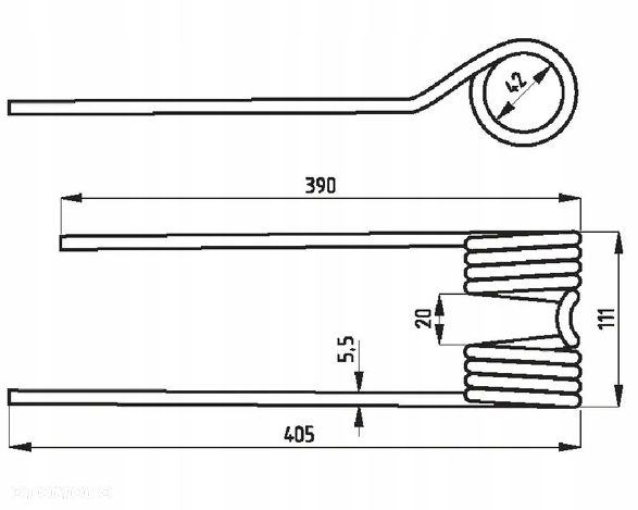 Palec zgrabiarki, 405x111x42 Ø9 prawy 3350PZ340 - 4