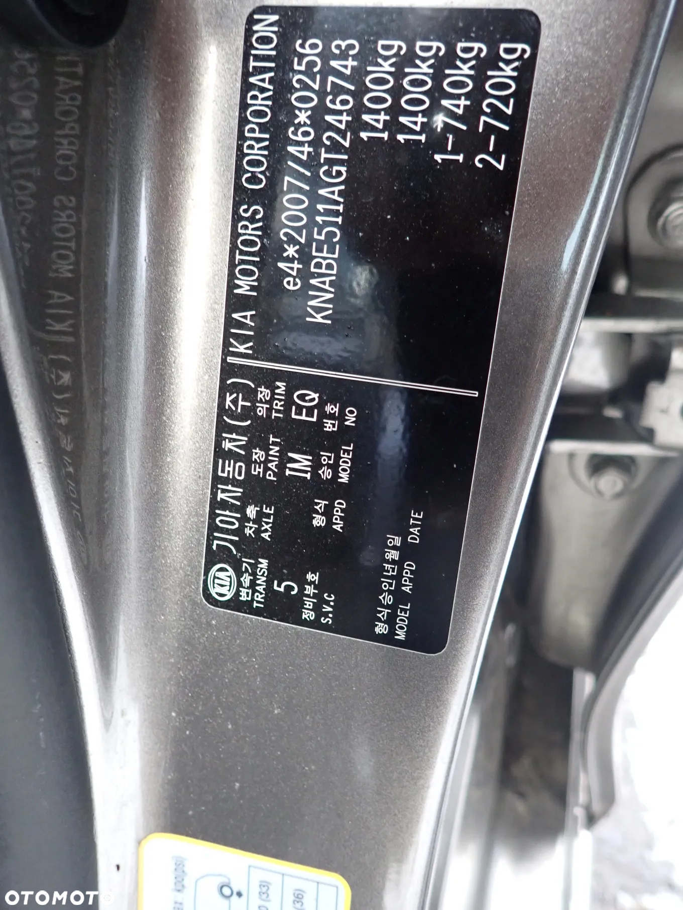 CZĘŚCI - Kia Picanto II 1,0 12V G3LA 48,50KW 66KM 5B 12526km 2016r. lakier IM INDEX - 8557 - 13