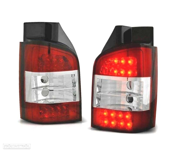 FAROLINS TRASEIROS LED PARA VOLKSWAGEN VW T5 1P 03-09 VERMELHO BRANCO