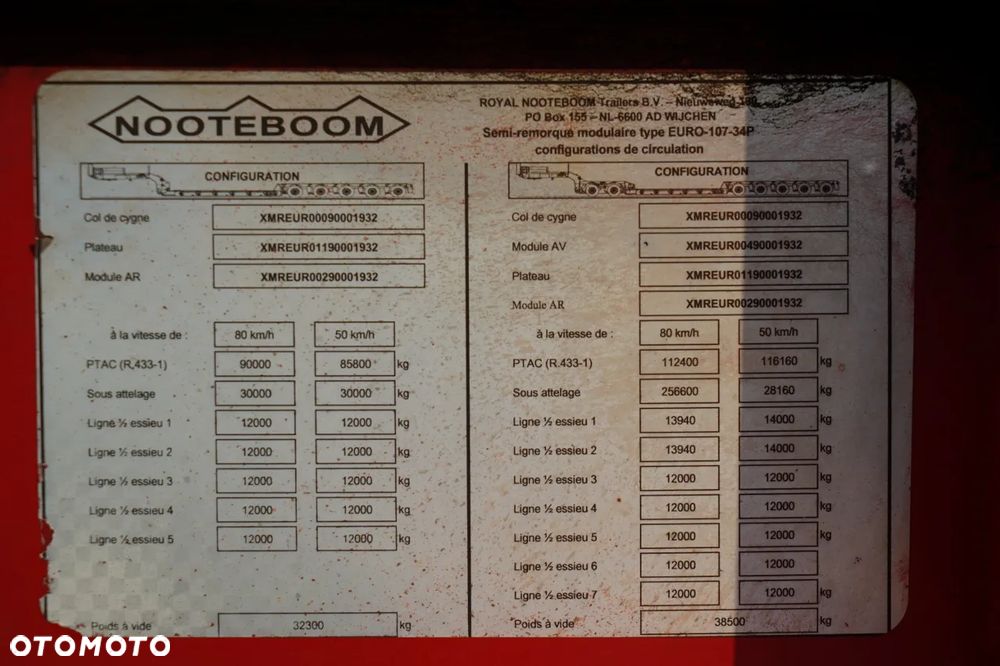 Nooteboom EURO -111-25-ID   NISKOPODWOZIE / ROZCIĄGANA / INTERDOLL / LAWETA / 7  OSI /  OSIE SKRĘTNE / SAF / ŁADOWNOŚĆ : 74 000 KG ! - 38