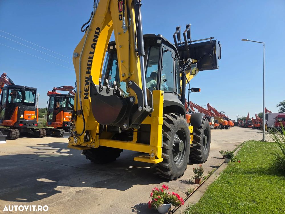New Holland B115D, NOU, ROTI EGALE, 10t, FULL OPTION, motor 120CP, brat excv extensibil cu inst picon, cupa multifunctioinala 4x1, aer conditionat, masa operationala 10tone, cutie AUTOMATA POWERSHIFT, JOYSTICKURI, posibilitate leasing 5 ani-PROMOTIE 88.900 EUR - 2