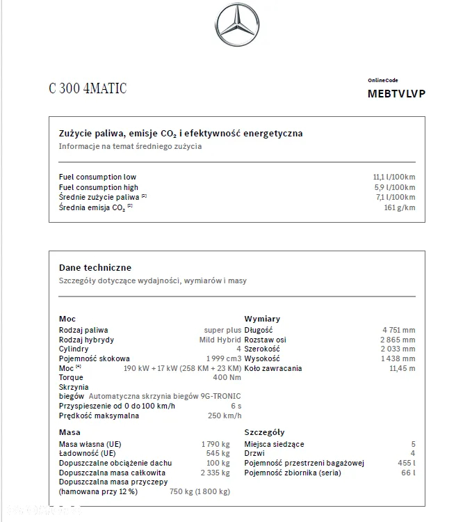 Mercedes-Benz Klasa C 300 4MATIC 9G-TRONIC - 9
