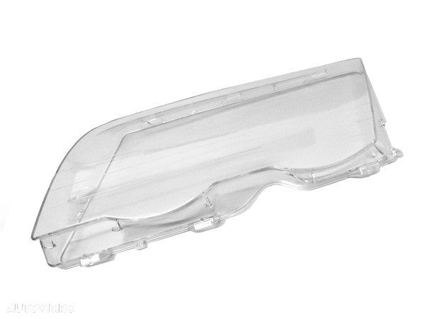 Dispersor sticla far Bmw Seria 3 (E46), Sedan/Combi, 06.1998-09.2001, partea Stanga, Fata , fara garnitura, din plastic, Taiwan