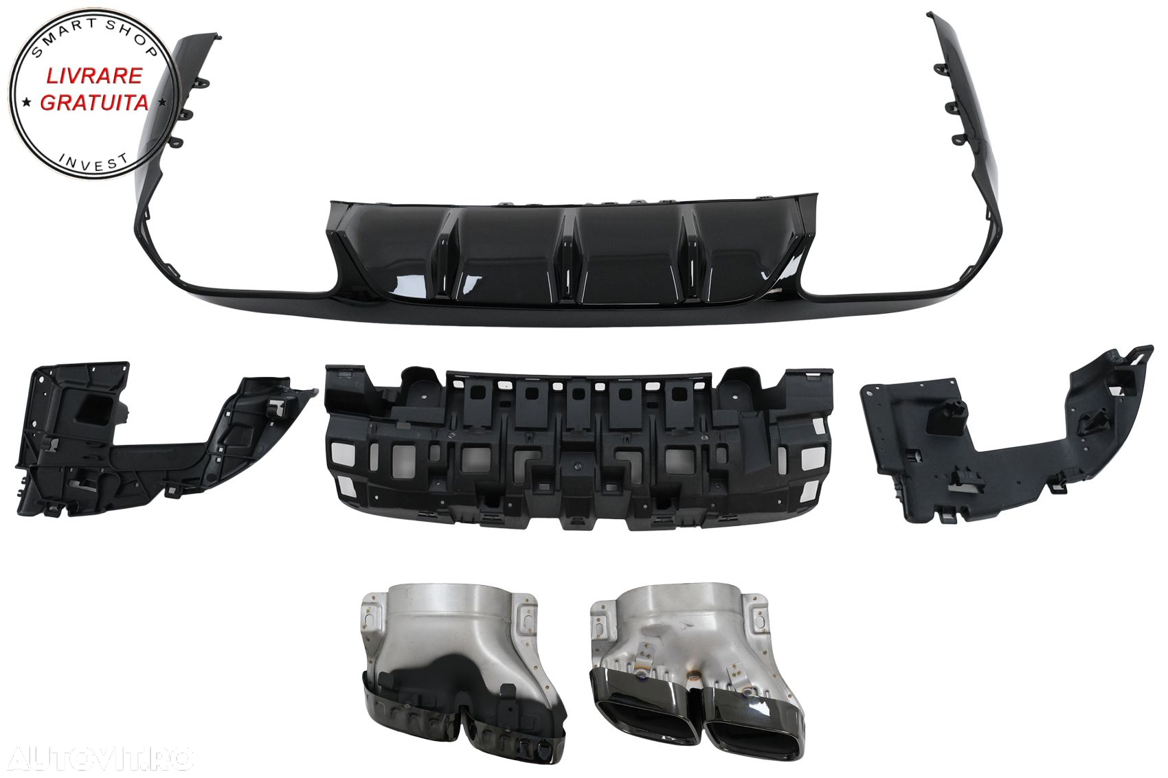 Difuzor Bara Spate cu Ornamente toba Mercedes E-Class C238 A238 AMG Sport Line Cou- livrare gratuita - 8