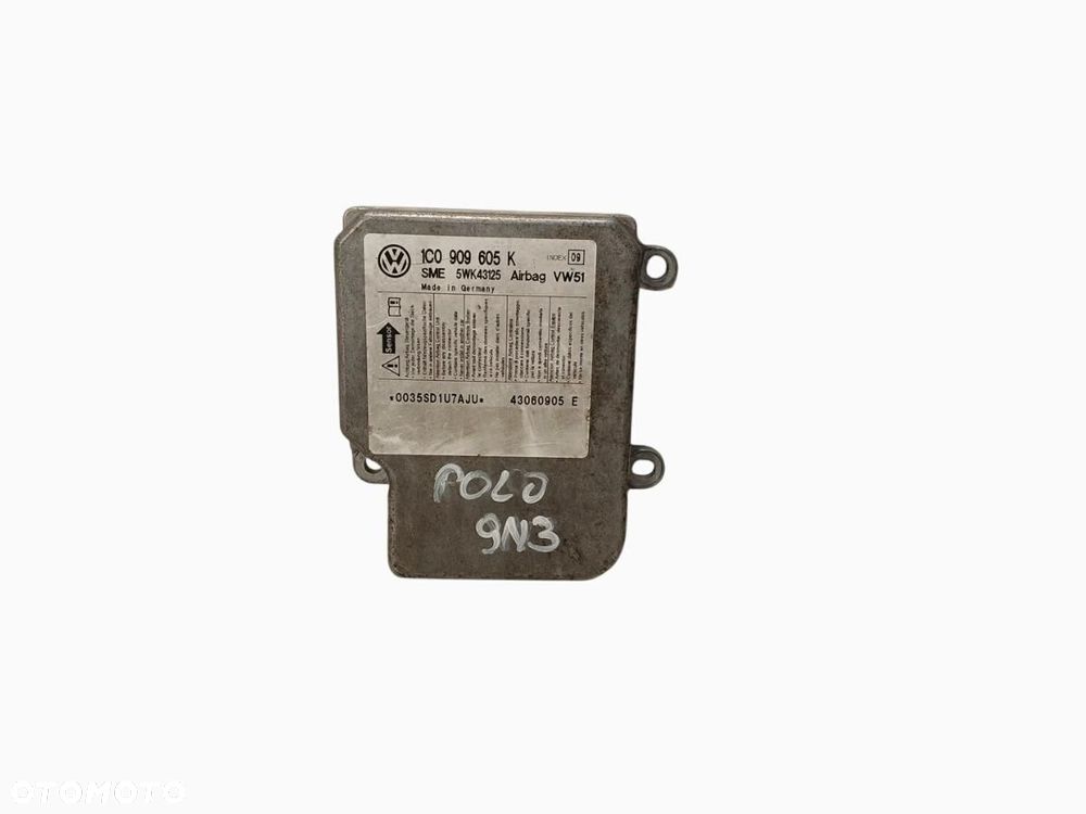 MODUŁ STEROWNIK AIRBAG PODUSZEK VOLKSWAGEN POLO IV 9N 1C0909605K - 1
