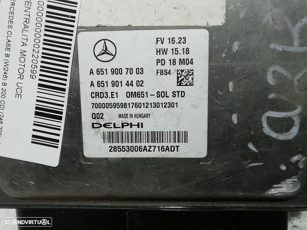 CENTRALINA MOTOR UCE MERCEDES-BENZ CLASSE B 2018 - 2