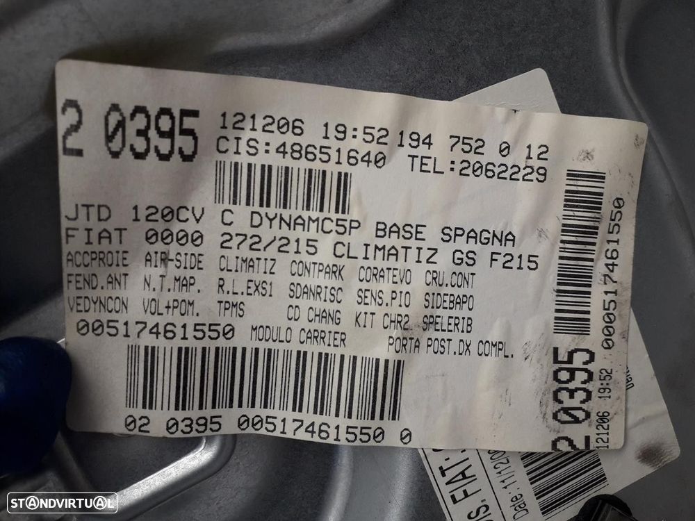 ELEVADOR DE VIDRO TRASEIRO DIREITO FIAT CROMA 2007 - 3