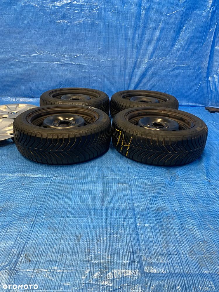 KOŁA KOŁO FELGA STALOWE 6,5J 16" 5X120; 72,6mm KOMPLET  OPONY CAŁOROCZNE RUNFLAT GOODYEAR 5,4mm  KOŁPAKI OE BMW 1 SERIA E81 E87  3 SERIA E36 E46 E90 E91 ITP. - 4