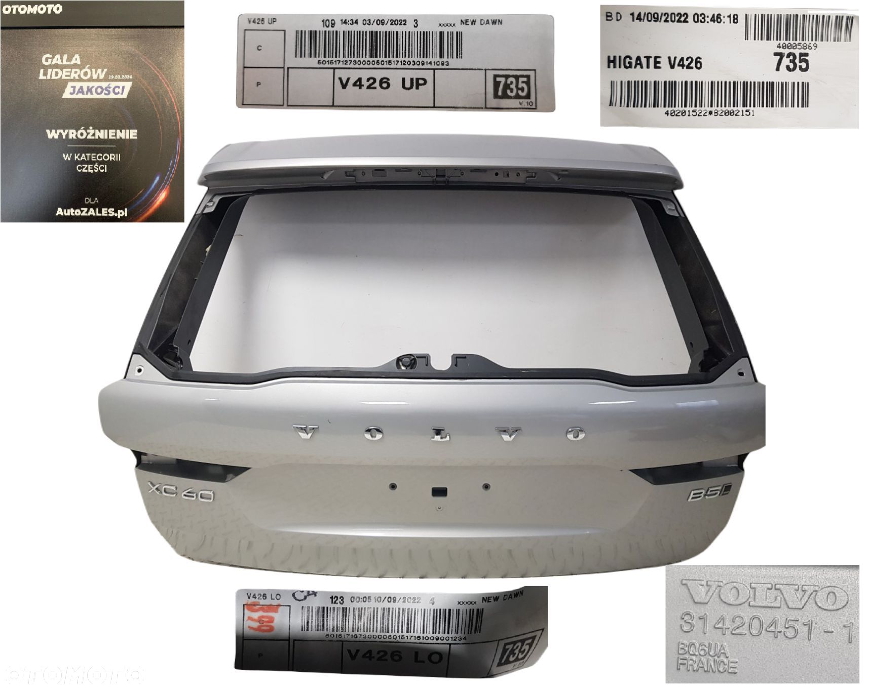 ŁADNA KLAPA BAGAŻNIKA TYŁ TYLNA VOLVO XC-60 XC60 II 2 17-25 31420451 KOLOR 735 - 1