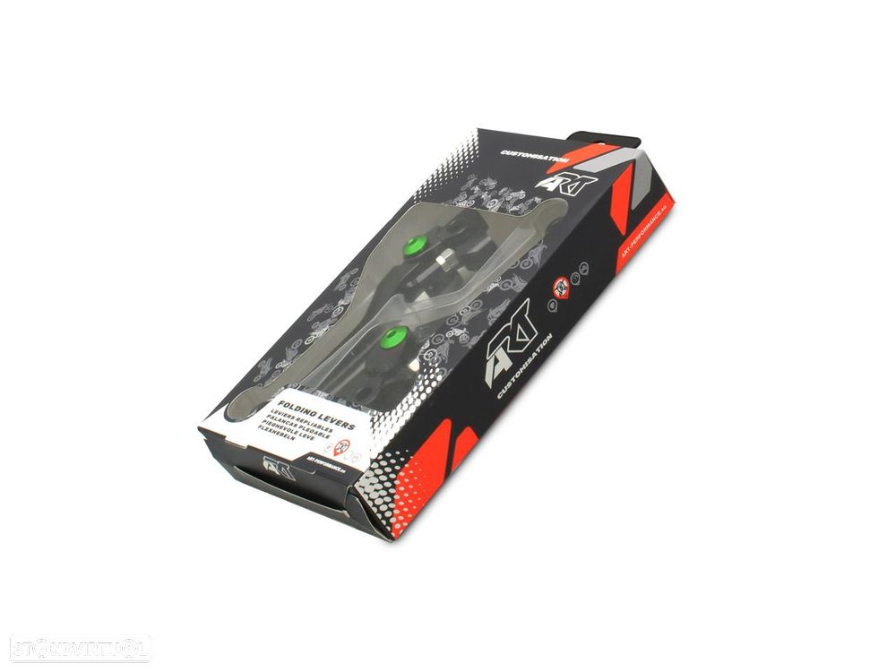 kit manetes articuladas art preta/verde kawasaki - 1