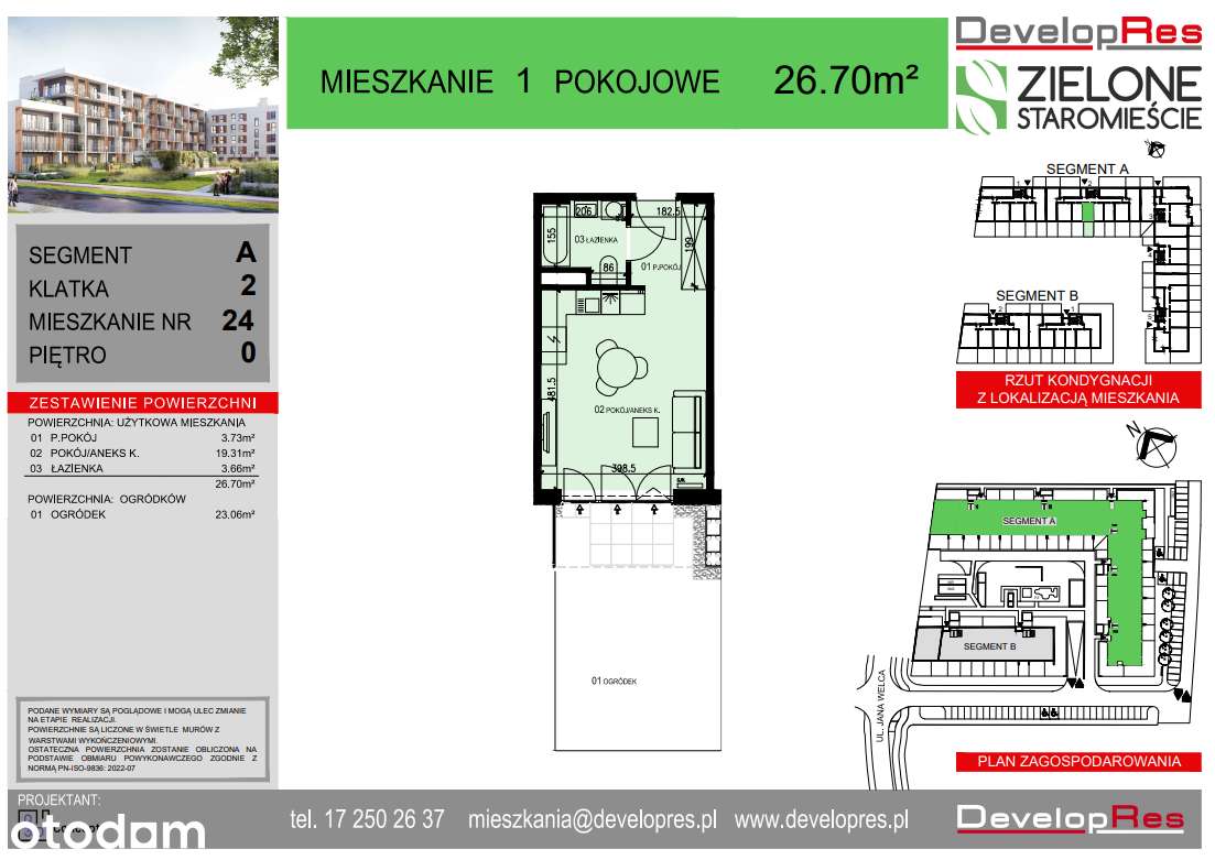 Kawalerka z ogródkiem 23 m², parter , Zielone Staromieście