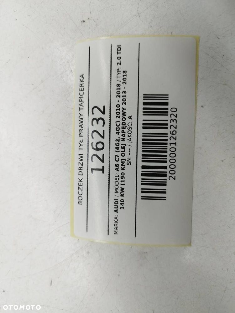 BOCZEK DRZWI TYŁ PRAWY TAPICERKA AUDI A6 C7 KOMBI EU - 11