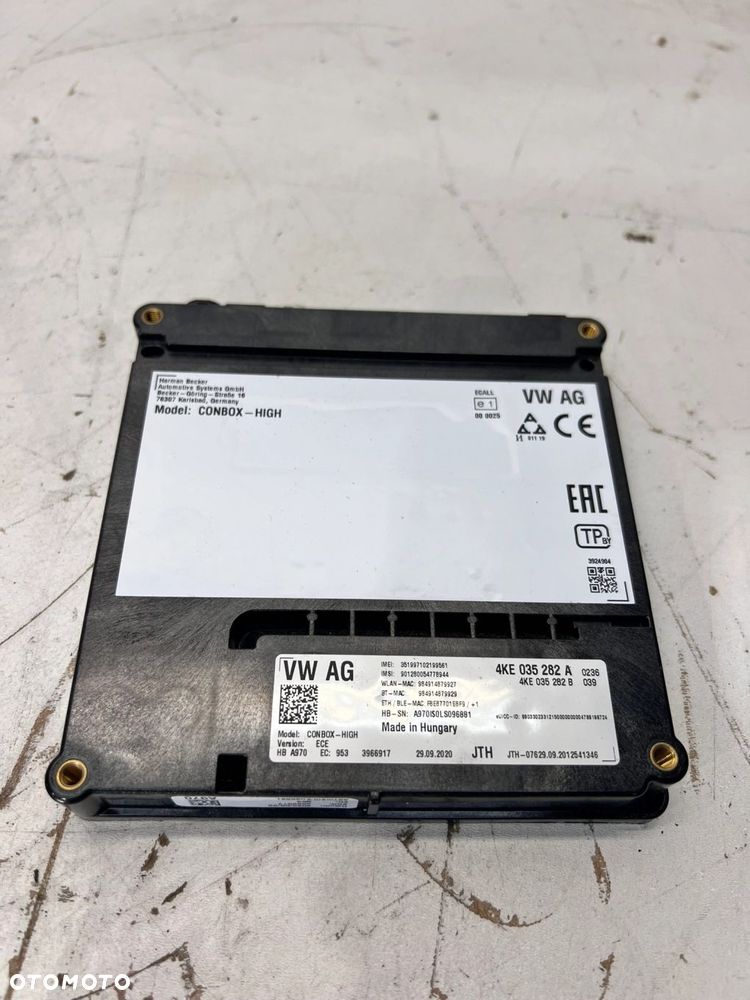 MODUŁ STEROWNIK WZYWANIA POMOCY SOS AUDI A4 B9 A5 A6 C8 A7 4KE035282A - 2