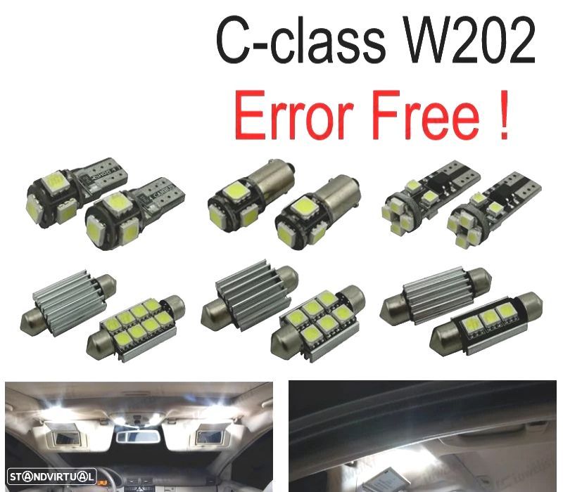 KIT COMPLETO DE 9 LAMPADAS LED INTERIOR PARA MERCEDES CLASE C W202 C220 C230 C280 C43 AMG 93-99 - 1