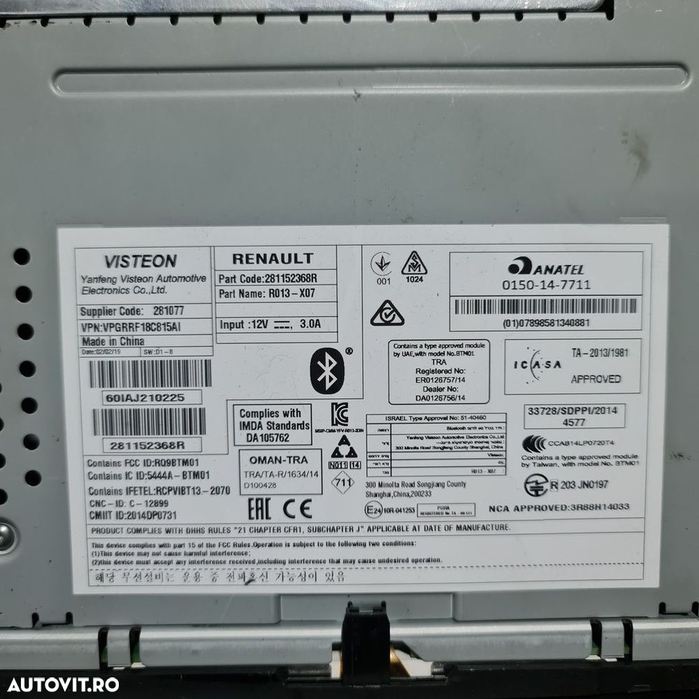 Cd player Dacia Sandero 2 Facelift 2016 - 2020 (1327) 281152368R - 2