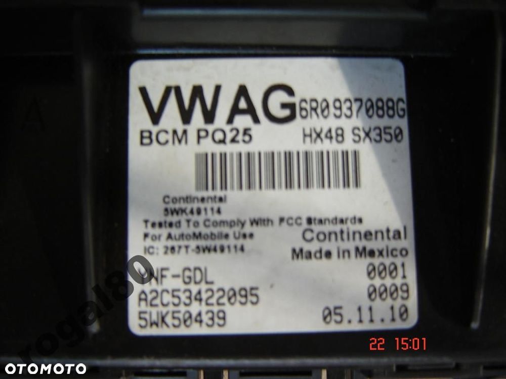 VW AUDI SEAT STEROWNIK MODUŁ SWIATEŁ 6R0937088 - 2