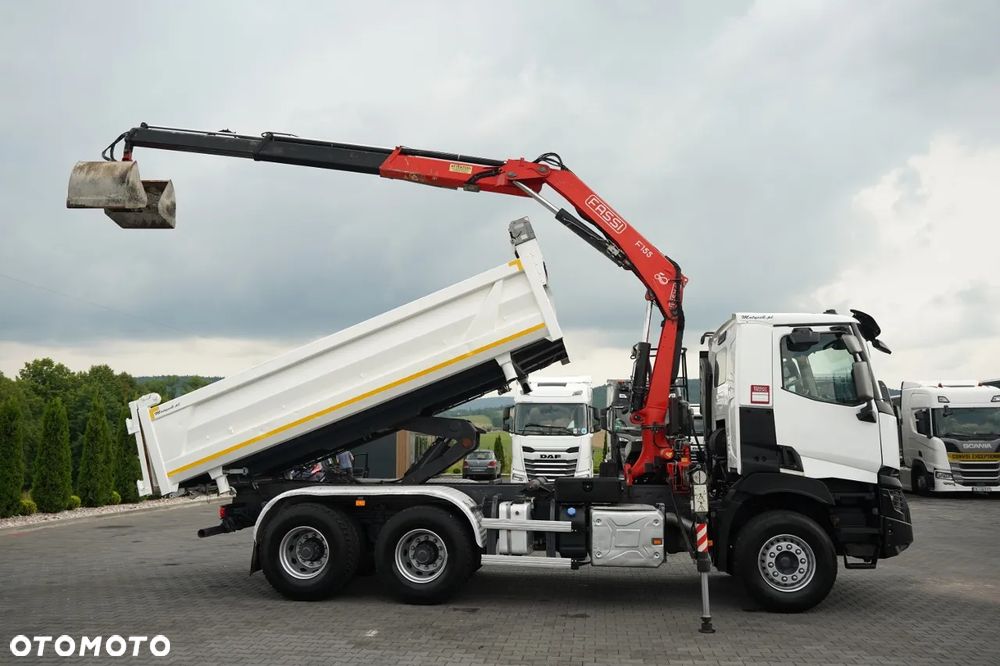 Renault C 430 / 6x4 / WYWROTKA 2 STRONNA / HYDROBURTA + HDS FASSI F155.A0.22 / STEROWANIE RADIOWE / ROTATOR / ŁYŻKA / EURO 6 / - 7
