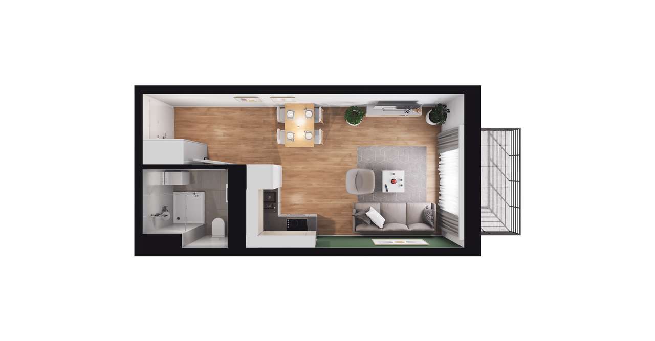 1-pokojowe mieszkanie 30m2 + balkon - Pełny obrazek: 3/7