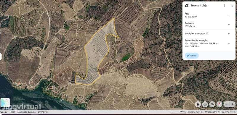 Terreno Rústico com 4,33 Hectares junto ao Rio Douro – Coleja