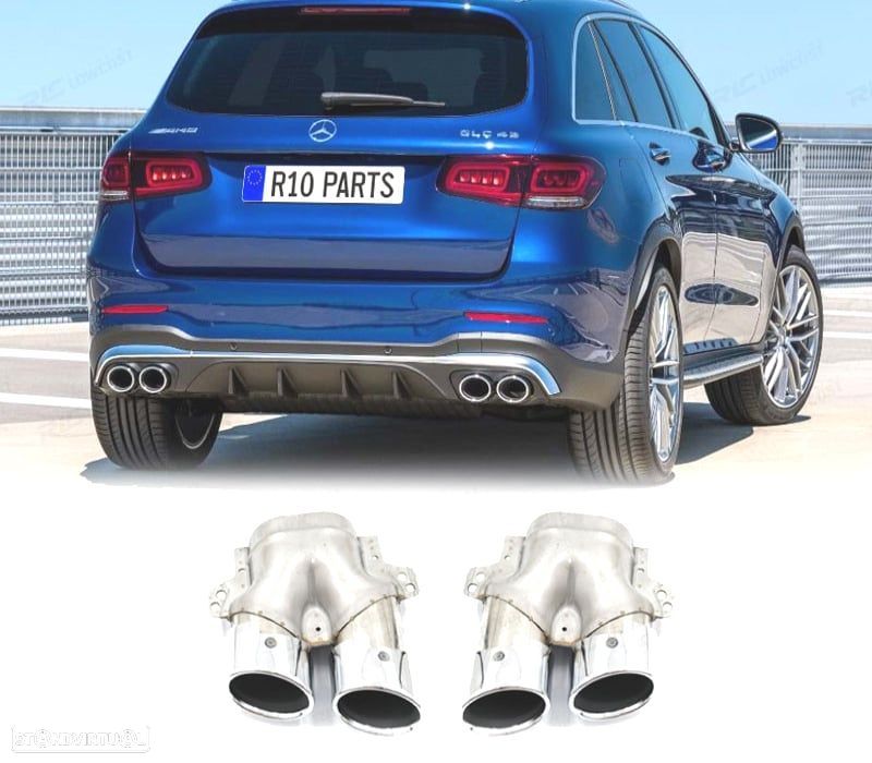 PONTEIRAS DE ESCAPE MERCEDES GLC C253 X253 15-18 LOOK AMG GLC43 CROMADAS - 1