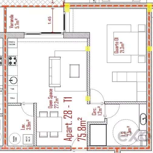 Apartamento T1 no Último Piso com Varanda e Piscina - Grande imagem: 3/10