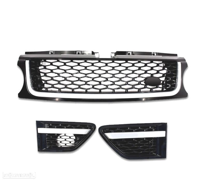 GRELHAS FRONTAIS + LATERAIS RANGE ROVER SPORT 09-13 LOOK ALL BLACK EDITION - 3