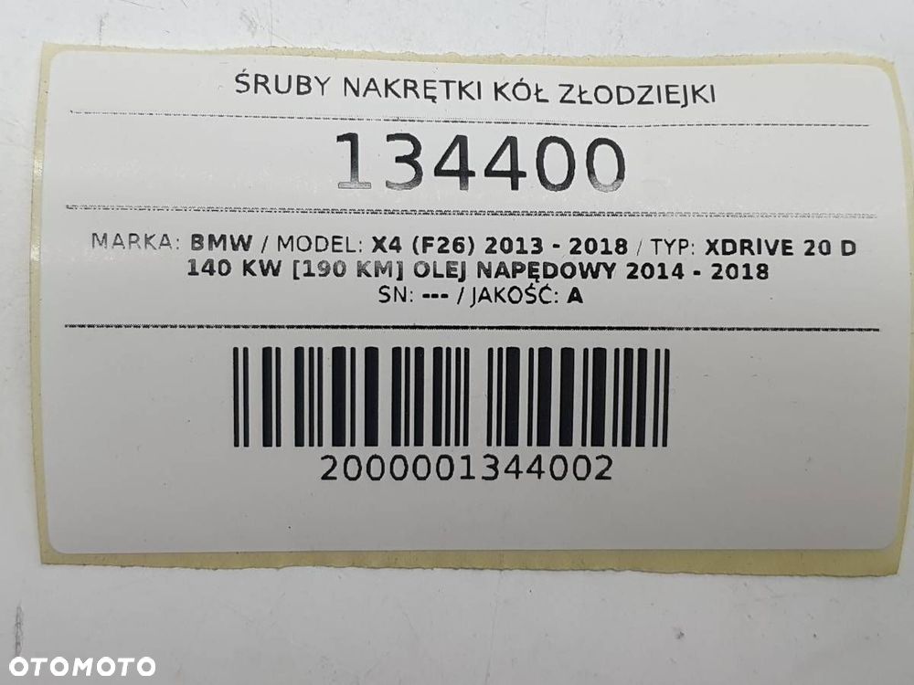 ŚRUBY NAKRĘTKI KÓŁ ZŁODZIEJKI BMW X4 F26 M14X1.25 - 5