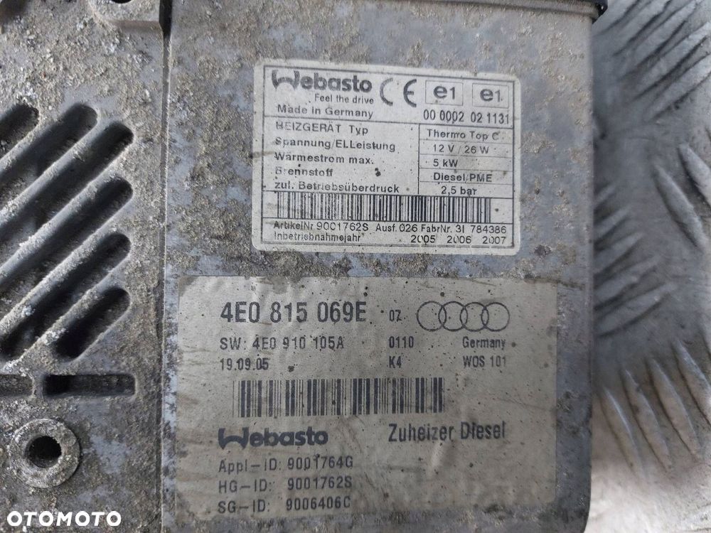 WEBASTO OGRZEWANIE POSTOJOWE AUDI A8 D3 3.0 TDI 4E0815069E - 3