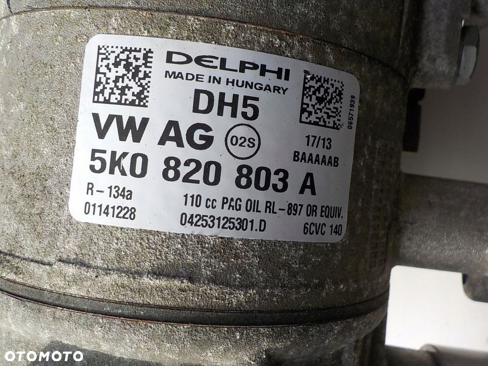 VOLKSWAGEN PASSAT B7 2.0 TDI SPRĘŻARKA POMPA KLIMATYZACJI 5K0820803A - 3