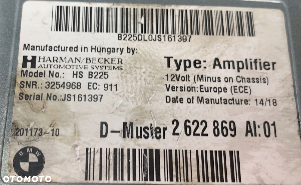 BMW F20 F30 WZMACNIACZ HARMAN / BECKER HS B225 2622869 - 3