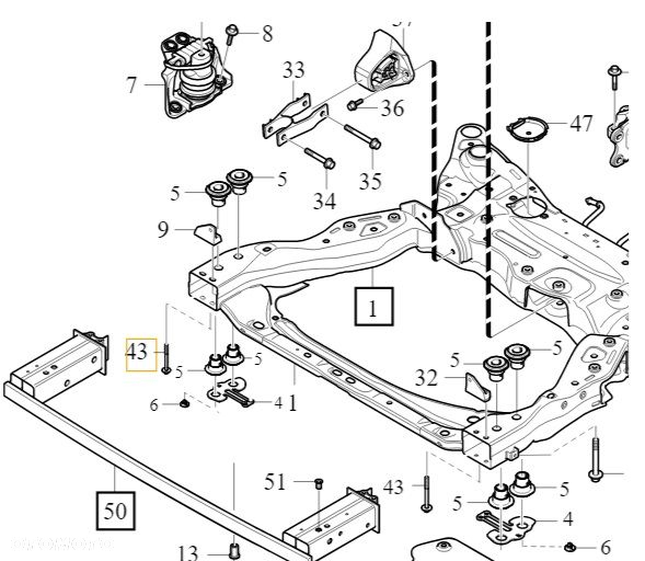 VOLVO S60 V60 S90 V90 XC60 XC90 II sruba kolyski sanek ramy OE 30746669 - 2