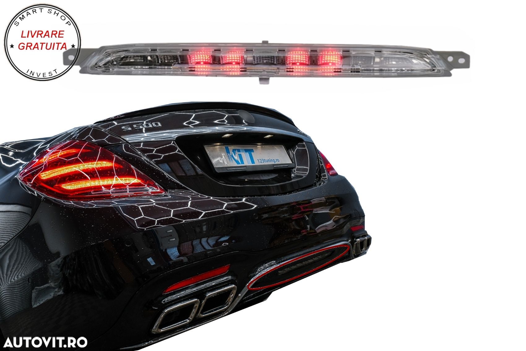 Lampa Ceata Spate LED Mercedes S-Class W222 (2013-2020) Rosu- livrare gratuita - 1