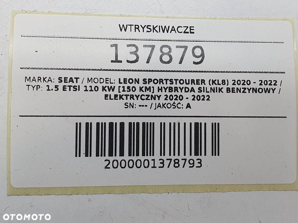 WTRYSKIWACZ WTRYSK WTRYSKIWACZE SEAT LEON IV KL 1.5 ETSI 05E036L KOMPLET - 6