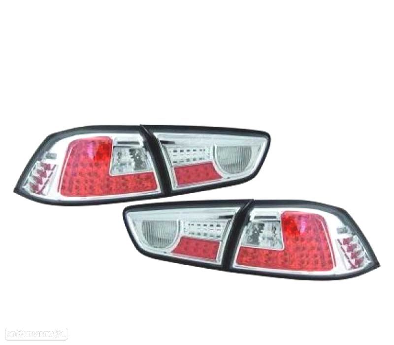 FAROLINS MITSUBISHI LANCER SEDAN 08- LED FUNDO CROMADO - 1