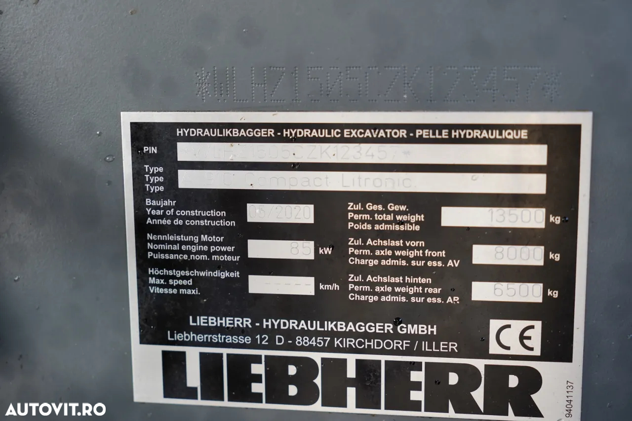 Liebherr 910 COMPACT LITRONIC / EXCAVATOR PE ROȚI / AER CONDIȚIONAT / CAMERĂ / ANUL 2020 / CONTRACT DE SERVICE POST-SERVICE - 39