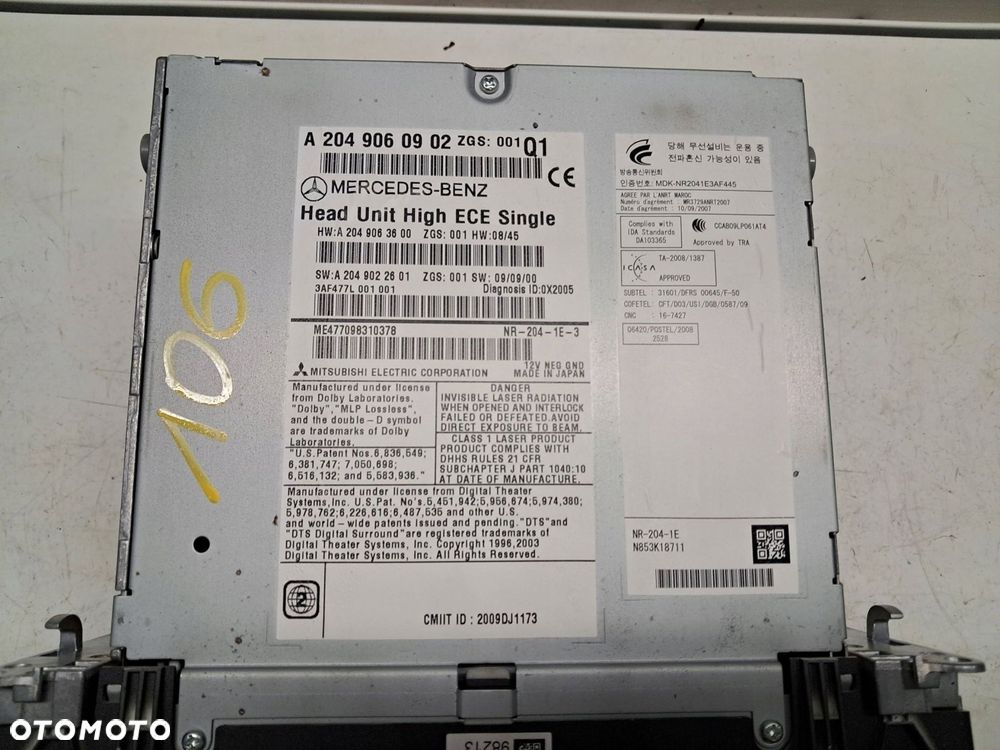 mercedes-benz c klasa w204 radio navi a2049060902 - 10