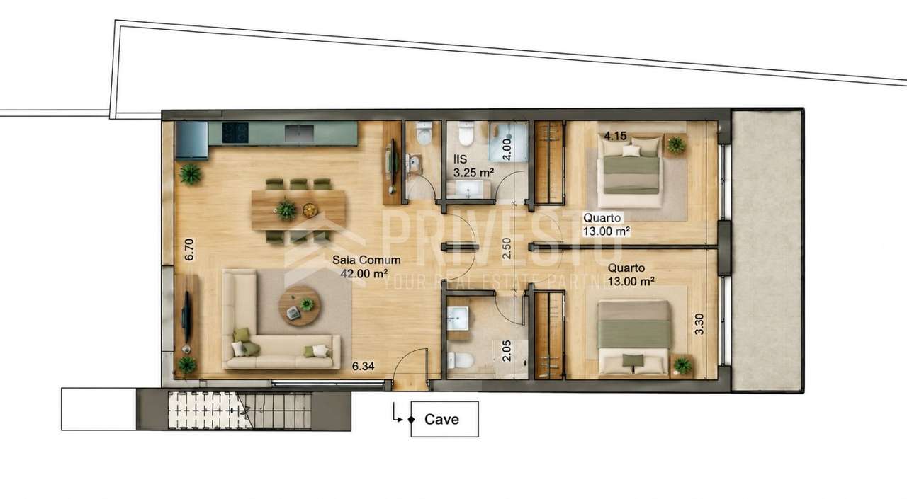 Prédio com 3 Frações T2, Proj. Aprovado, inserido em terreno com 551m2 - Grande imagem: 4/11