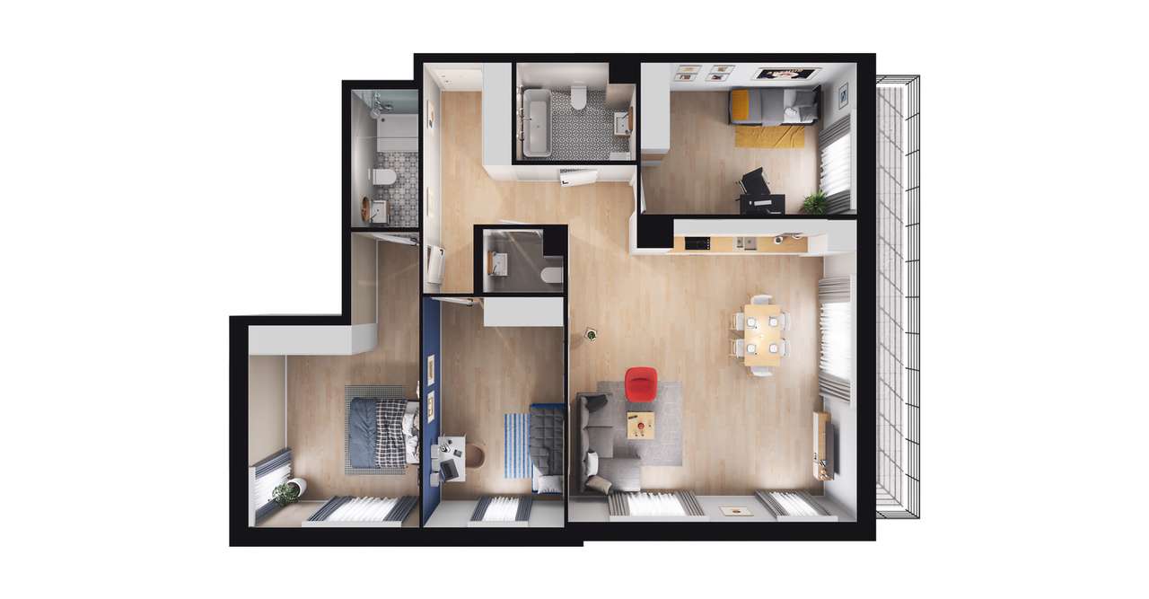 4-pokojowe mieszkanie 100m2 + balkon Bez Prowizji - Pełny obrazek: 3/15