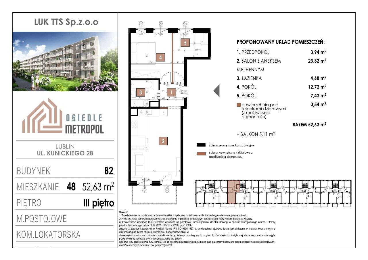 Budynek 2 Mieszkanie 48 | 3 pokoje z aneksem