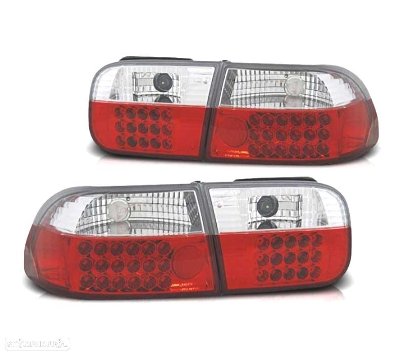 FAROLINS TRASEIROS HONDA CIVIC 91-95 LED VERMELHO BRANCO - 1