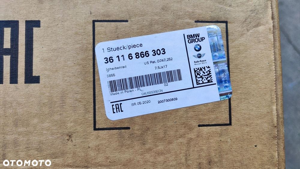 BMW 1 F20 F21 Felga Aluminiowa 17 cali ET43 7,5Jx17 Nowa Oryginał - 8